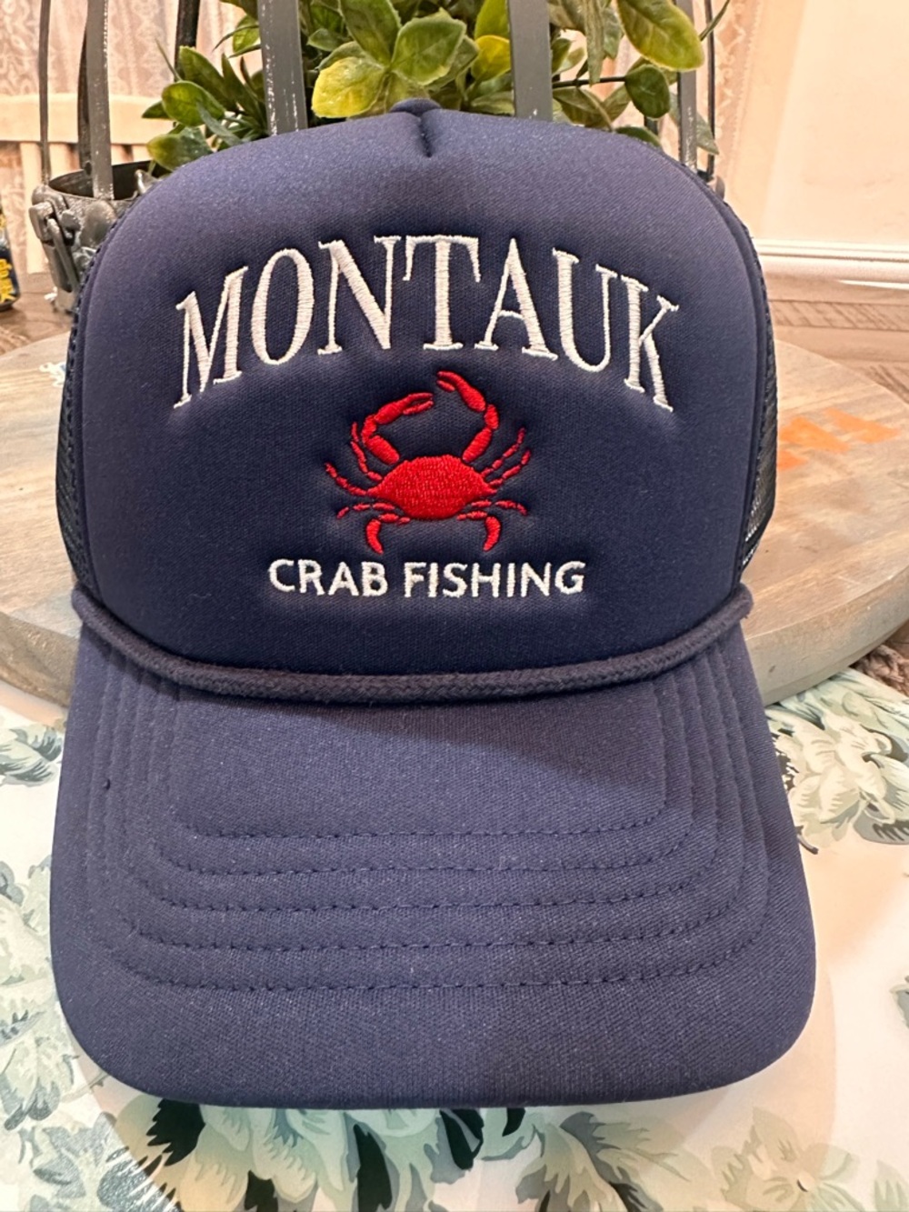 Anthropologie Montauk Crab Fishing Navy Trucker Hat